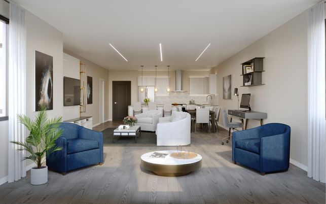 Dining room, Interior, Living room, Pendant Lights, Wood Texture Flooring
