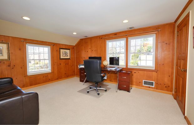 Home Office, Interior, Recessed Lighting, Wooden Walls