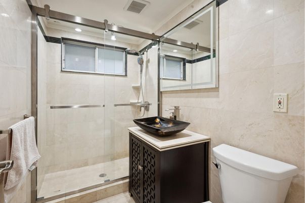 Bathroom, Glass Shower, Interior, Recessed Lighting