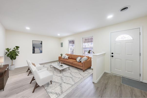 Interior, Living room, Recessed Lighting, Wood Texture Flooring