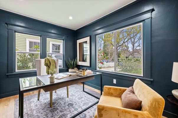 Home Office, Interior, Recessed Lighting, Wood Texture Flooring