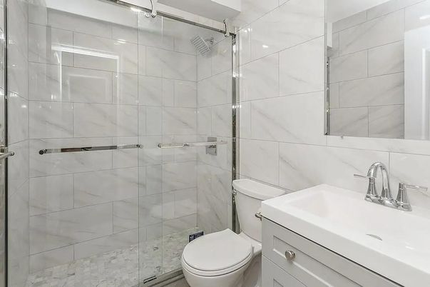 Bathroom, Glass Shower, Interior, Marble Walls