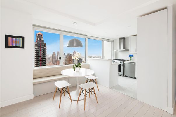 Dining room, Interior, Kitchen, Pendant Lights, Stainless Steel Appliances, Wood Texture Flooring