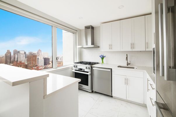 Interior, Kitchen, Marble, Recessed Lighting, Stainless Steel Appliances