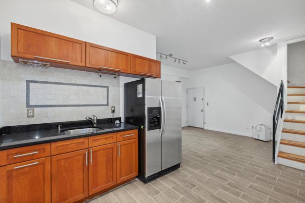 Interior, Kitchen, Stainless Steel Appliances, Wood Texture Flooring