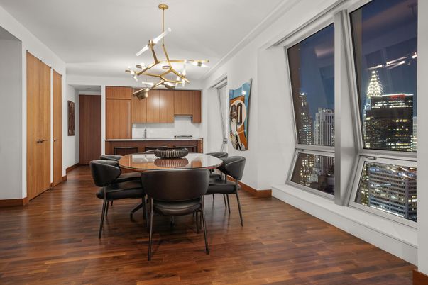 Dining room, Interior, Kitchen, Pendant Lights, Wood Texture Flooring