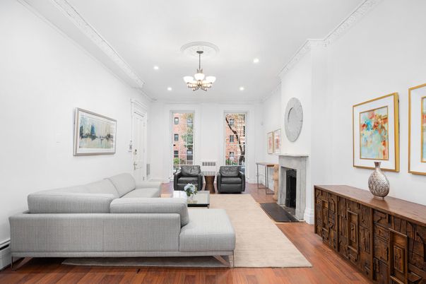 Chandelier, Fireplace, Interior, Living room, Recessed Lighting, Wood Texture Flooring