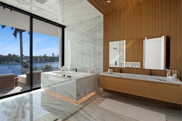 Bathroom, Dual Sink Vanities, Interior, Marble, Marble Walls, Water
