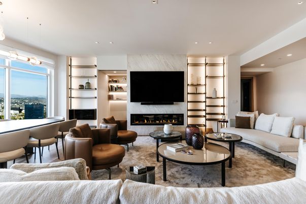 Dining room, Fireplace, Interior, Living room, Recessed Lighting