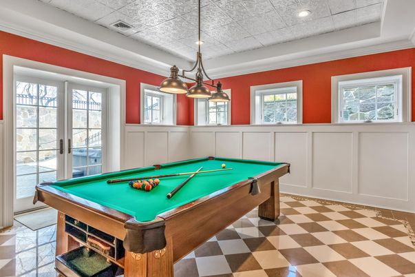 Billiard Table, Game Room, Interior, Pendant Lights, Recessed Lighting