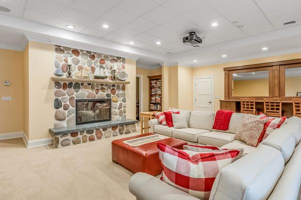 Fireplace, Interior, Living room, Recessed Lighting