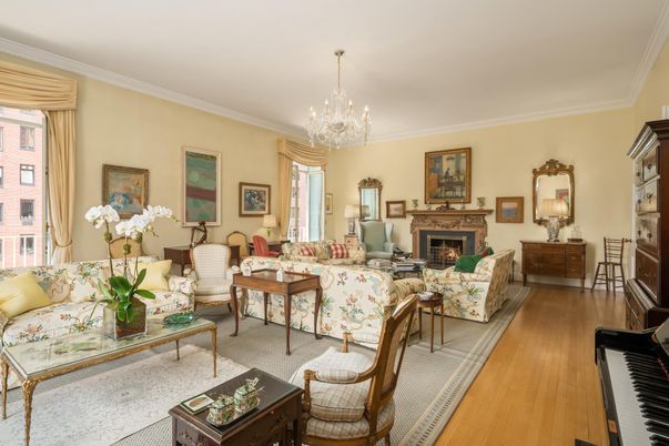 Chandelier, Fireplace, Interior, Living room, Piano, Wood Texture Flooring