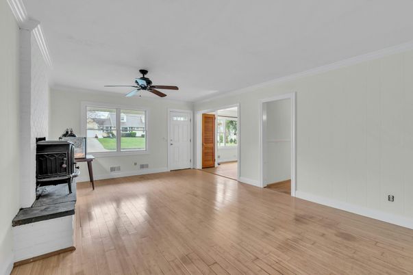 Empty room, Fireplace, Interior, Wood Texture Flooring