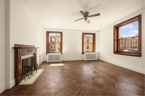 Empty room, Fireplace, Interior, Wood Texture Flooring