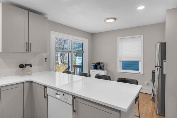 Interior, Kitchen, Recessed Lighting, Wood Texture Flooring