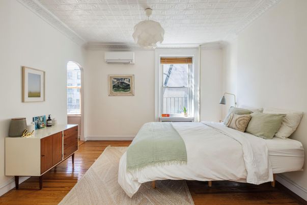 Bedroom, Interior, Pendant Lights, Wood Texture Flooring