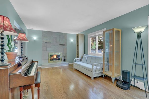 Fireplace, Interior, Piano, Wood Texture Flooring