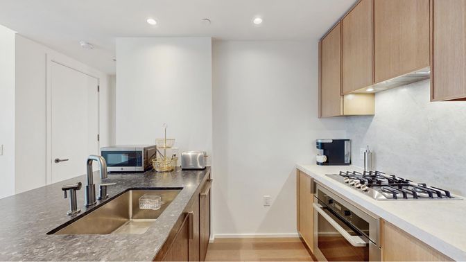 Interior, Kitchen, Recessed Lighting, Wood Texture Flooring