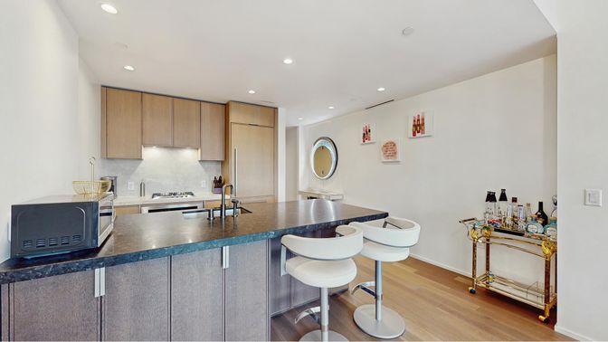 Interior, Kitchen, Recessed Lighting, Wood Texture Flooring