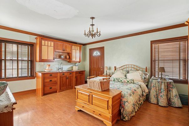 Bedroom, Chandelier, Interior, Kitchen, Wood Texture Flooring