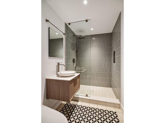 Bathroom, Glass Shower, Interior, Recessed Lighting