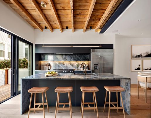 Interior, Kitchen, Stainless Steel Appliances, Wooden Beams, Wooden Ceilings, Wood Texture Flooring