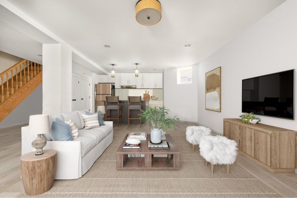 Dining room, Interior, Kitchen, Living room, Pendant Lights, Recessed Lighting, Wood Texture Flooring