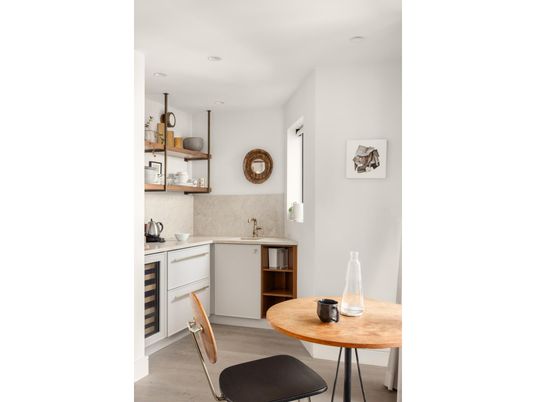 Interior, Kitchen, Recessed Lighting, Wood Texture Flooring