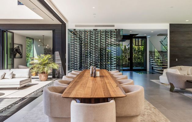 Dining room, Interior, Living room, Recessed Lighting, Wine Storage