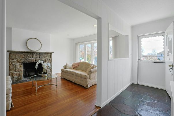 Fireplace, Interior, Recessed Lighting, Wood Texture Flooring