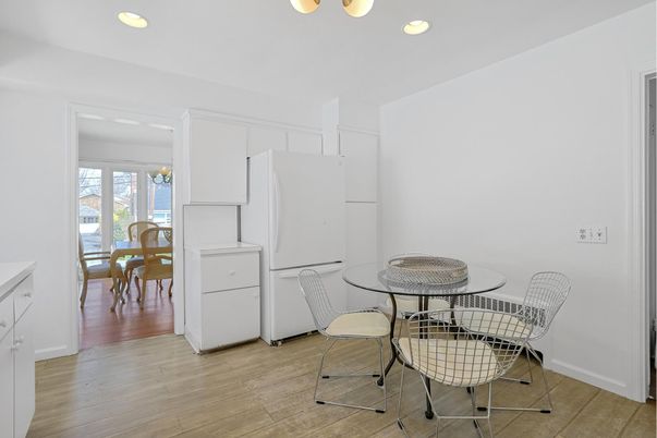 Dining room, Interior, Recessed Lighting, Wood Texture Flooring