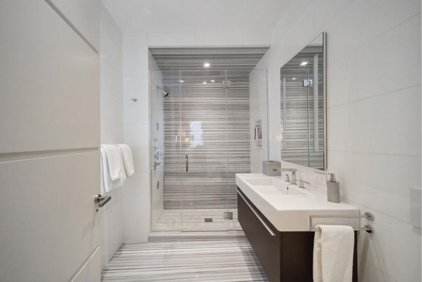 Bathroom, Glass Shower, Interior, Recessed Lighting