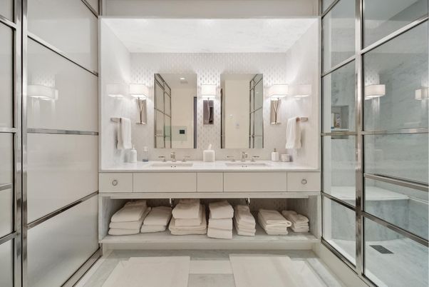 Bathroom, Dual Sink Vanities, Glass Shower, Interior