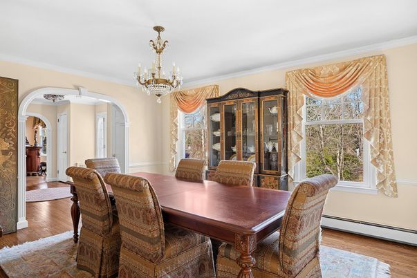 Chandelier, Dining room, Interior, Wood Texture Flooring