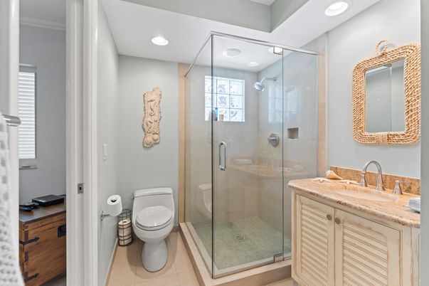 Bathroom, Glass Shower, Interior, Recessed Lighting