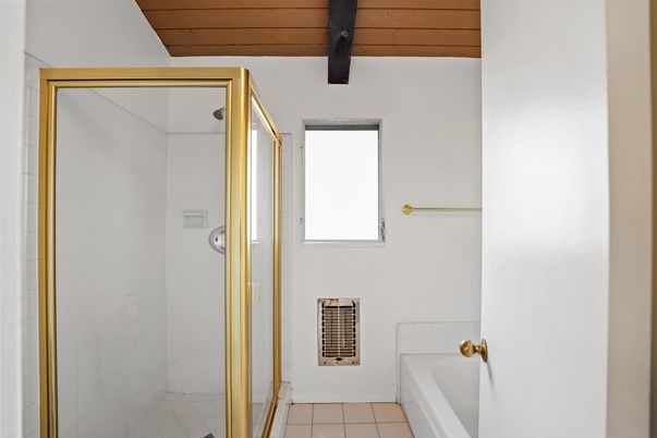 Bathroom, Glass Shower, Interior, Wooden Beams, Wooden Ceilings