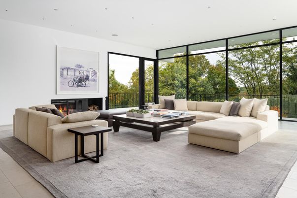 Fireplace, Interior, Living room, Recessed Lighting