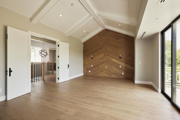 Empty room, Interior, Recessed Lighting, Wood Texture Flooring, Wooden Walls