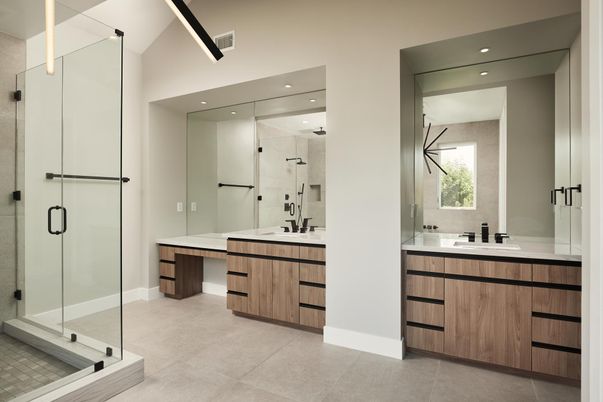 Bathroom, Dual Sink Vanities, Glass Shower, Interior, Recessed Lighting