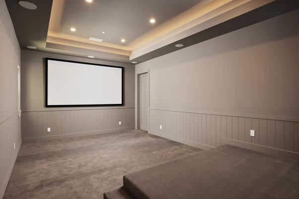 Empty room, Interior, Projection Screen, Recessed Lighting, Theatre Room
