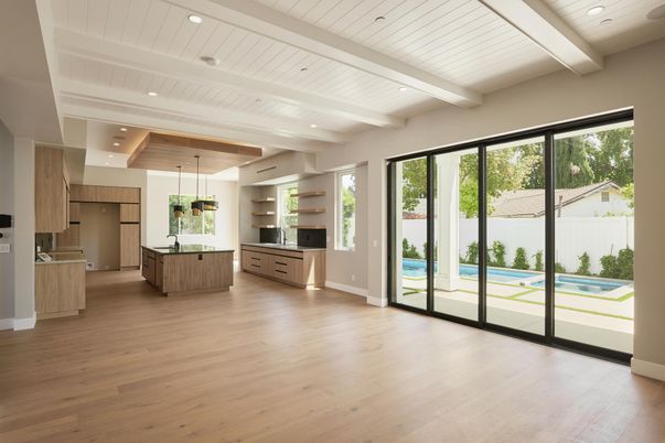 Interior, Kitchen, Pendant Lights, Recessed Lighting, Wood Texture Flooring