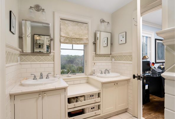 Bathroom, Dual Sink Vanities, Interior, Tile Countertops