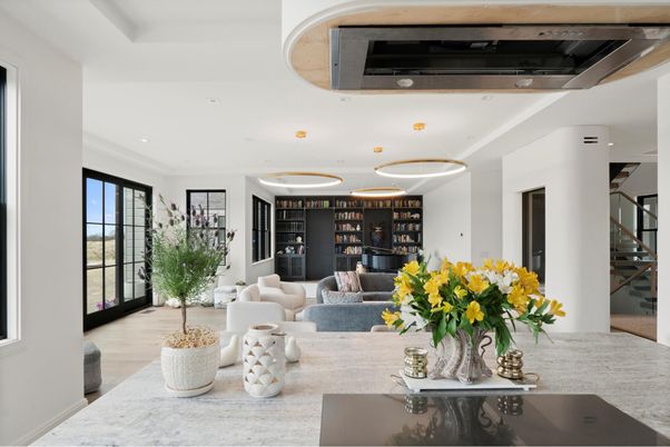 Interior, Living room, Recessed Lighting, Wood Texture Flooring