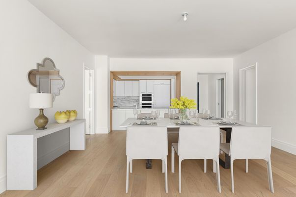 Dining room, Interior, Kitchen, Stainless Steel Appliances, Wood Texture Flooring