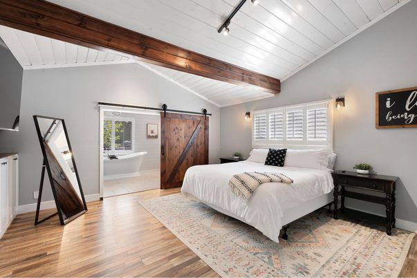 Bedroom, Interior, Wooden Beams, Wood Texture Flooring