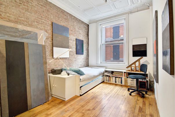 Home Office, Interior, Stone Walls, Wood Texture Flooring