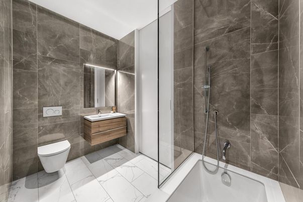 Bathroom, Glass Shower, Interior, Marble