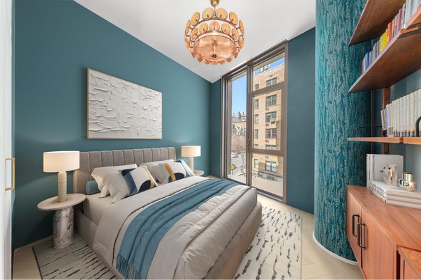 Bedroom, Interior, Pendant Lights, Wood Texture Flooring