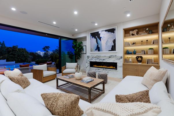 Fireplace, Interior, Living room, Recessed Lighting