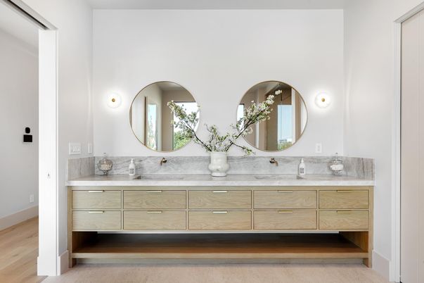 Bathroom, Dual Sink Vanities, Interior, Wood Texture Flooring